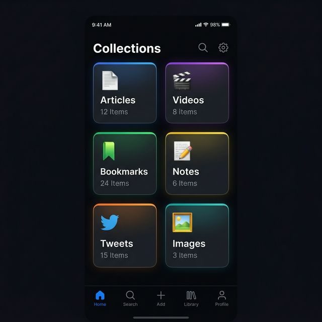 Stash collections organized by type